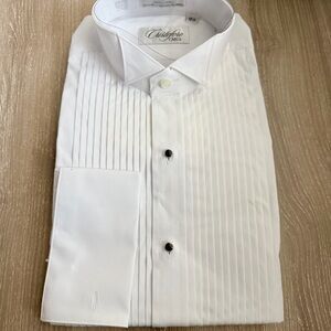 NWT Cristoforo Cardi Formal White Pleated Tuxedo Shirt for Men, 15.5 (36/37)